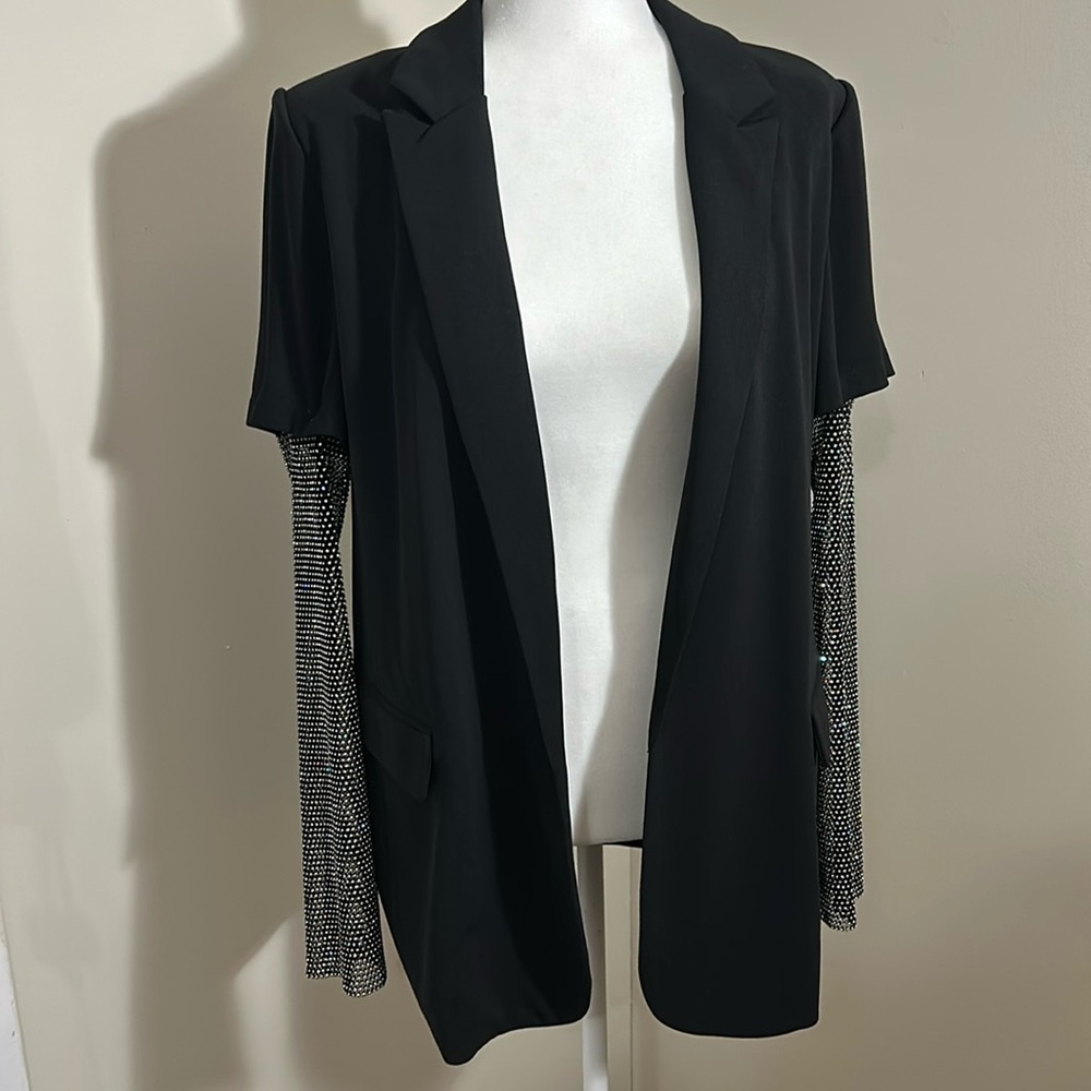 N 1 LOS ANGELES BLACK RHINESTONE SLEEVE PADDED BLAZER